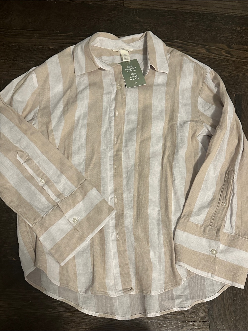 Linen / Cotton Blend - H&M - NWT - striped button down - size small